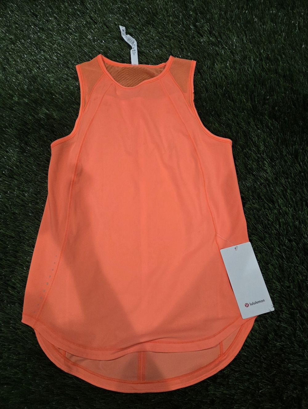 lululemon athletica Neon Orange Mesh-Shoulder Athletic Tank
